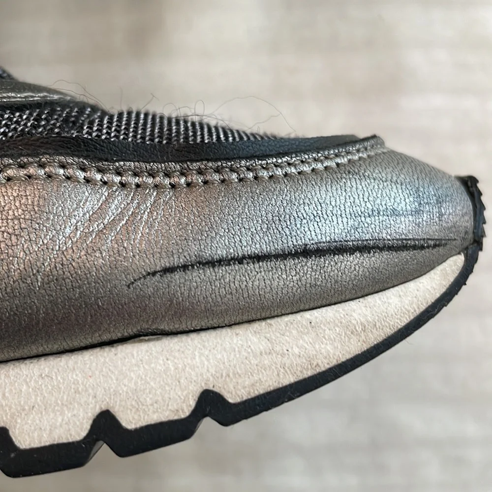 Voile Blanche leather nylon textile‎ sneakers black silver Size 37 US 7 - Picture 14 of 16